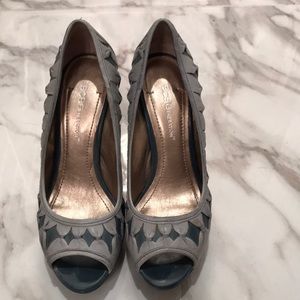 Blue leather Heels
